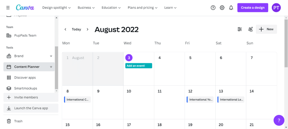 Built-in Calendar to Schedule Your Content