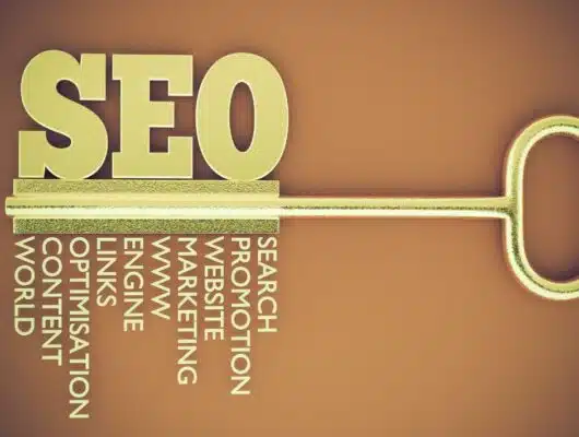 Image of key with words that form part of the simplest SEO strategies to grow website traffic