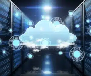 Picture of a cloud and web hosting servers that all good web hosting providers offer to businesses